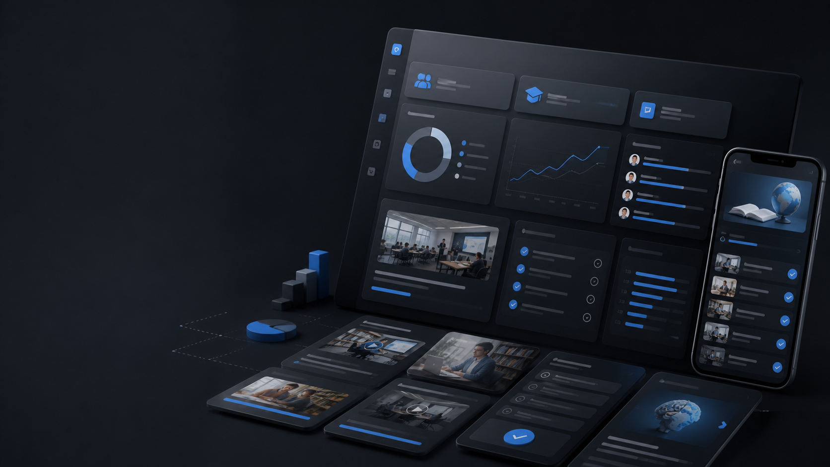Alina Learning platform dashboard and mobile app preview